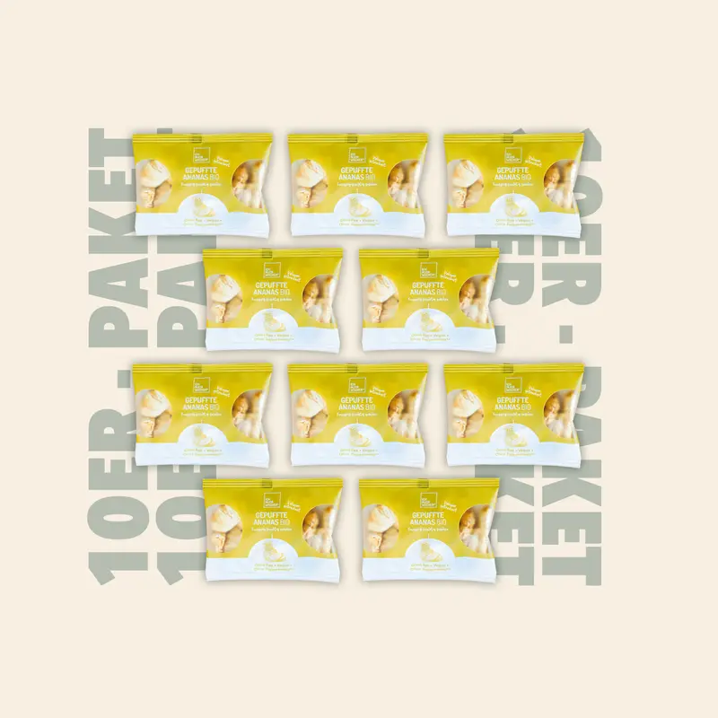10er-Paket Gepuffte Ananas Bio, 20g