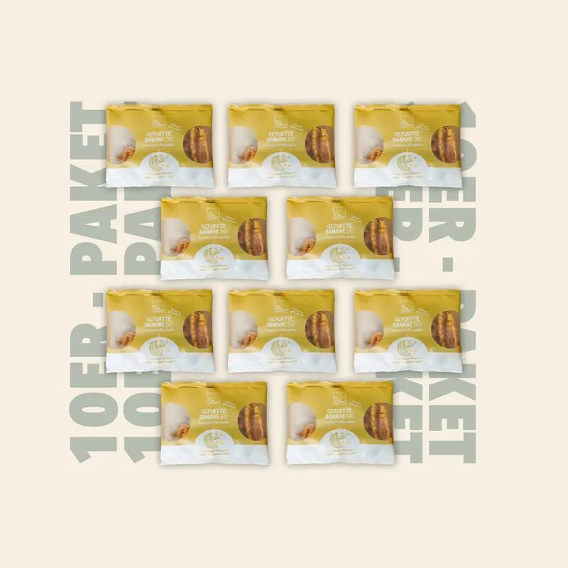 10er-Paket Gepuffte Banane Bio, 20g