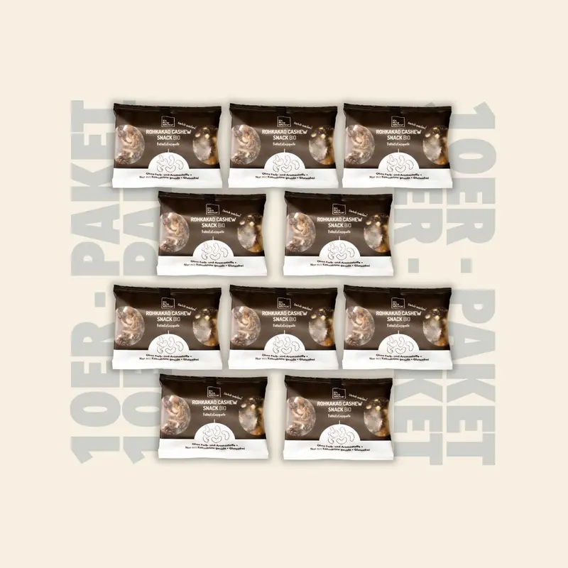 10er-Paket Rohkakao Cashew Snack Bio, 10 x 60g
