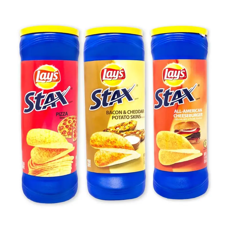 3 Lay's Stax, drei Packungen Chips in verschiedenen Geschmacksrichtungen zu je 155g