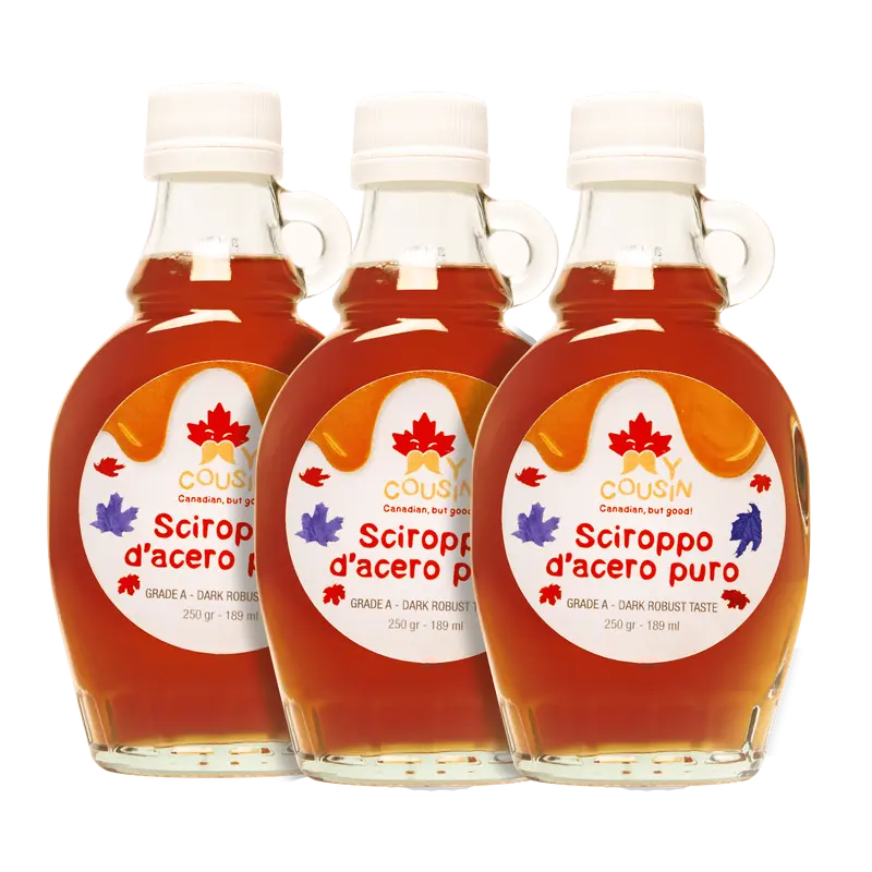 3 My Cousin, 3 Packungen Ahornsirup der Güteklasse A (dunkler, robuster Geschmack) à 189ml