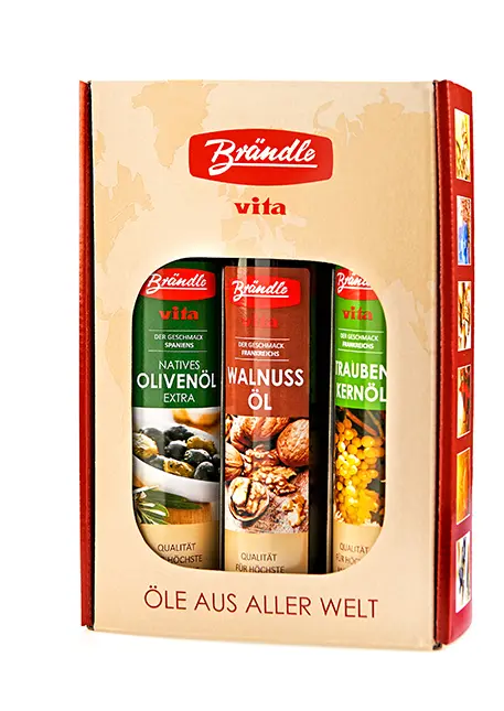 3er-Set Olivenöl, Walnussöl, Traubenkernöl