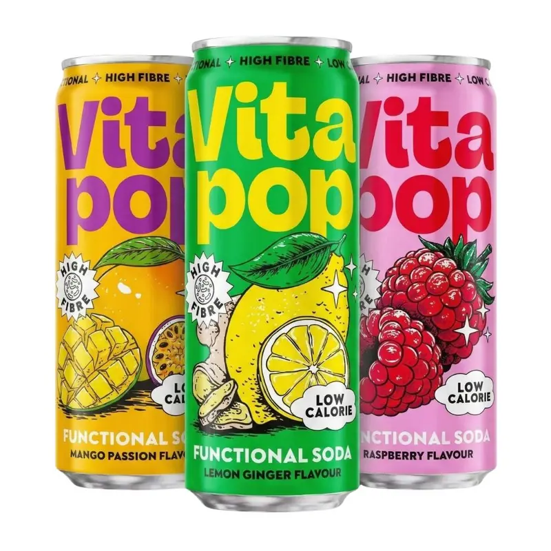 3x VITA POP (Mango Passion, Lemon Ginger, Himbeere), 3 funktionelle Getränke à 330ml