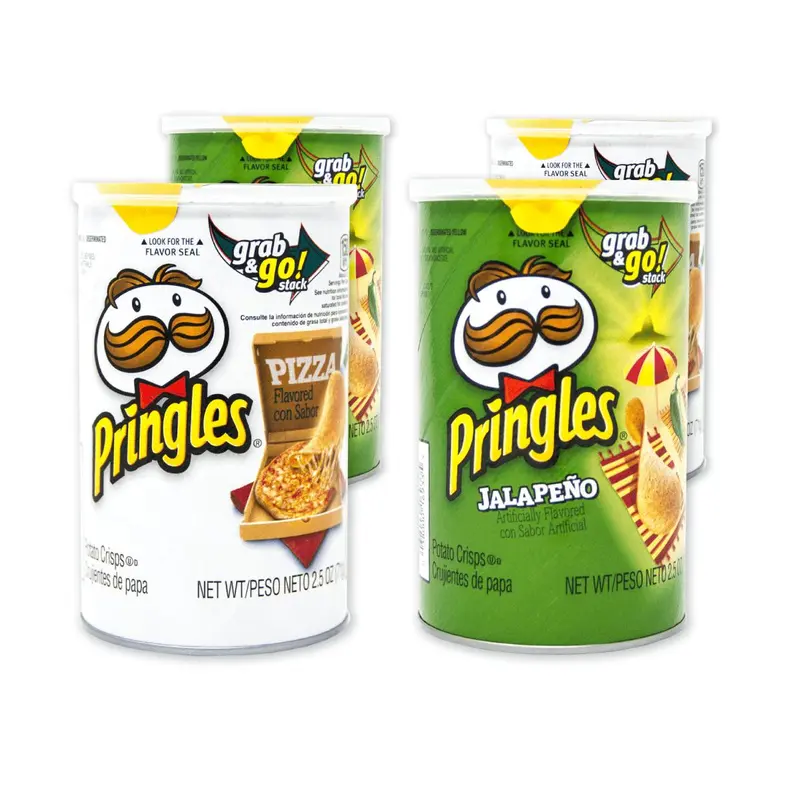 4 Pringles Grab and Go, vier Packungen Pringles in verschiedenen Geschmacksrichtungen à 71g