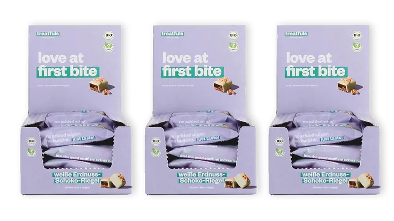 60x weiße Erdnuss Riegel - Love at first bite