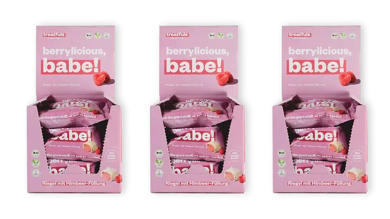 60x weiße Himbeer Riegel - Berryliciouse Babe