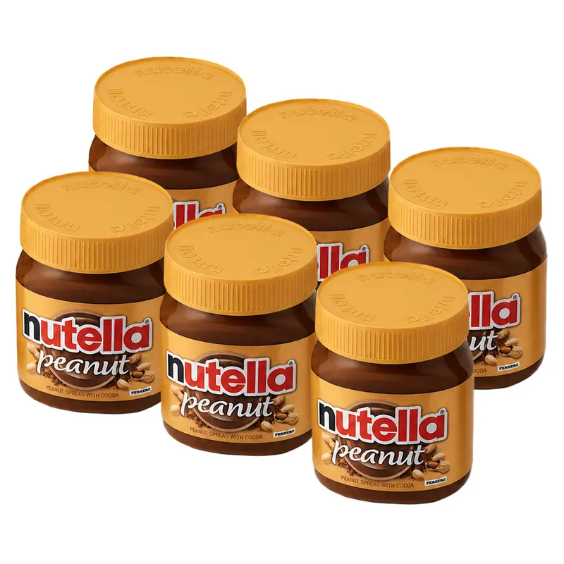 6x Nutella Peanut, 6 Packungen Brotaufstrich mit Kakao, Haselnüssen und Erdnüssen