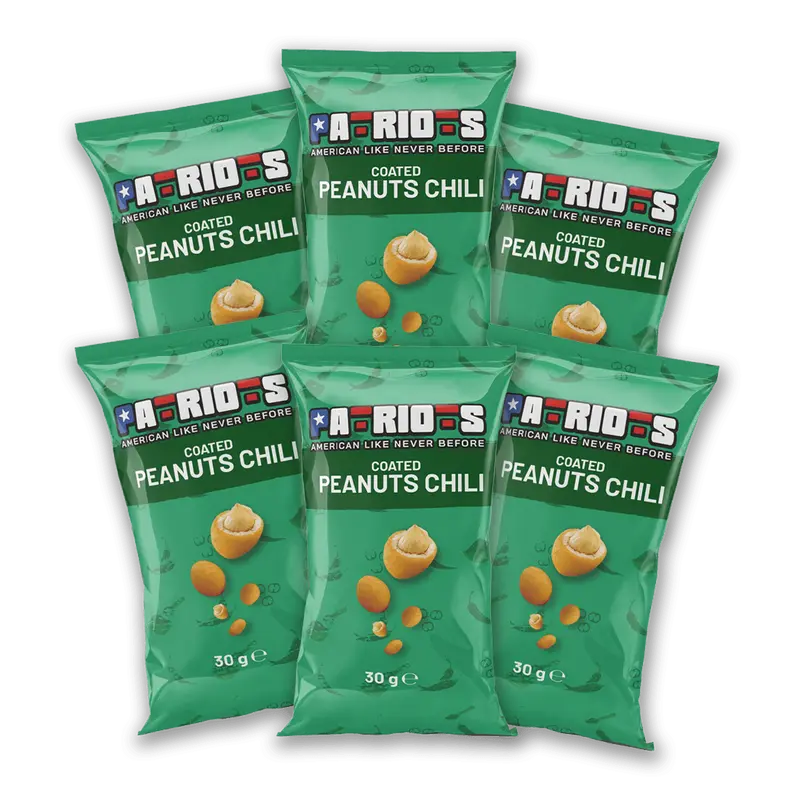 6x Patriots Überzogene Erdnüsse Chili, Erdnüsse mit Chili 30g
