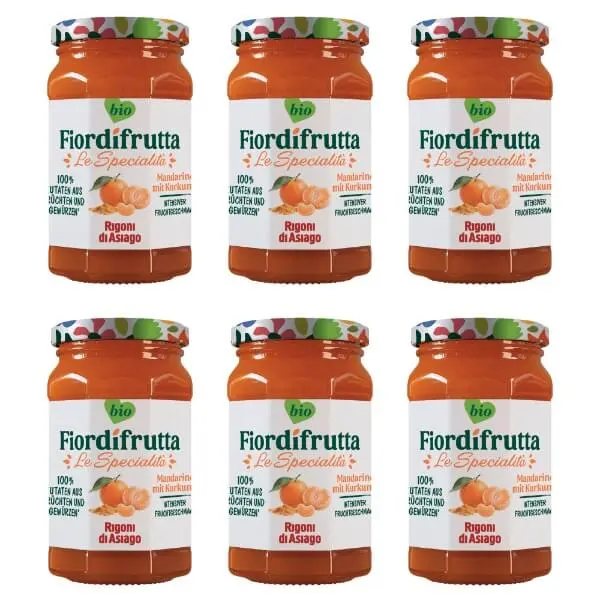 6x260g Rigoni Fior di frutta Bio Mandarine Kurkuma Marmelade