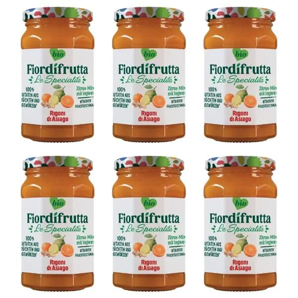 6x260g Rigoni Fior di frutta Bio Zitrus Ingwer Marmelade