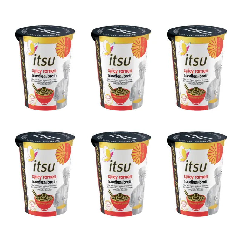 6x64g itsu Instant Noodle Cup Spicy Ramen