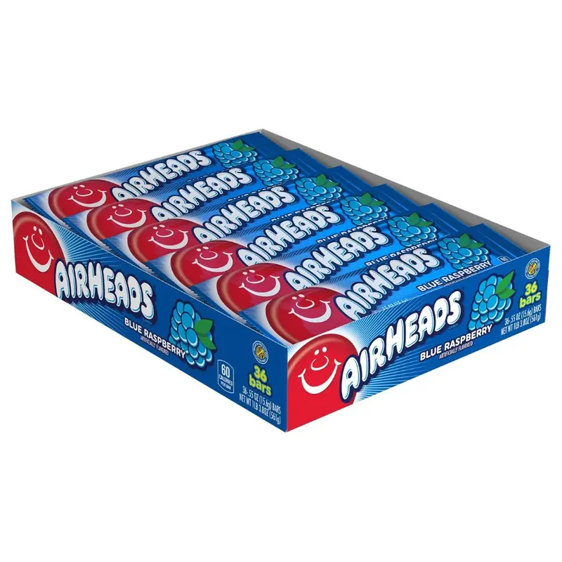Airheads Blue Raspberry, Blaubeerbonbon 16g (Packung mit 36 Stück)