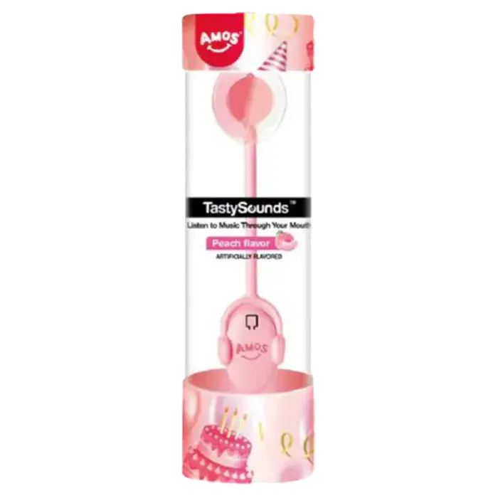 AMOS Tasty Sounds Lollip. Peach Happy Birthday 16G