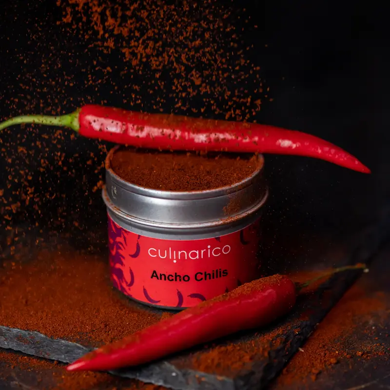 Ancho Chilis gemahlen, bio | 1.000 bis 2.000 Scoville | Aroma