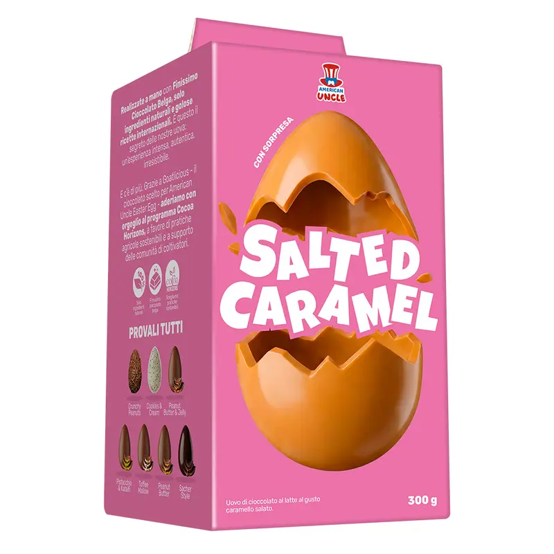 AU Salted Caramel Oster-Ei, 300 g Vollmilchschokoladen-Osterei mit salzigem Karamellgeschmack