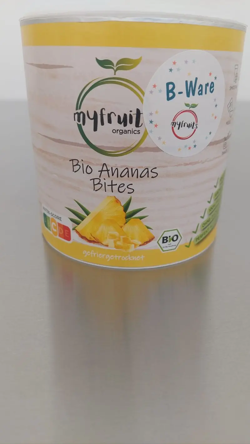 B-Ware Gefriergetrocknete Bio Ananas Bites 85g (Kurzes MHD)