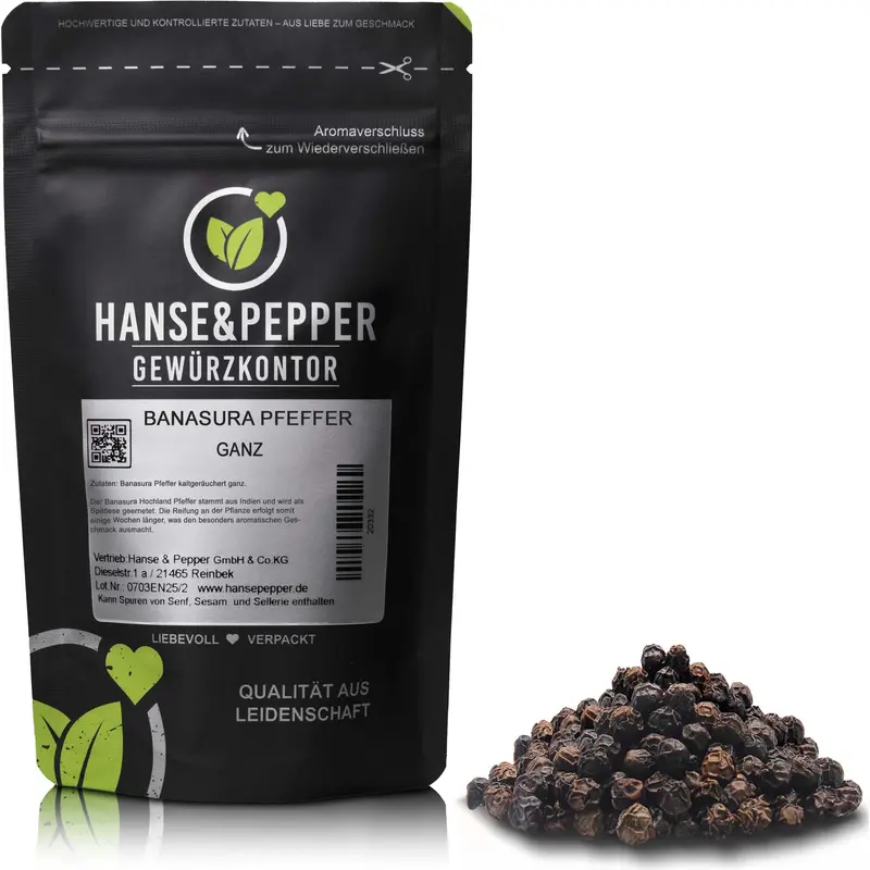 Banasura Pfeffer kaltgeräuchert - ganz