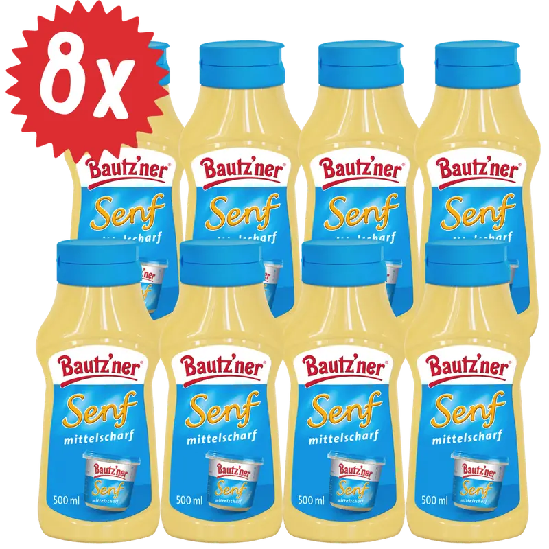 Bautzner Senf mittelscharf - 8x 500ml