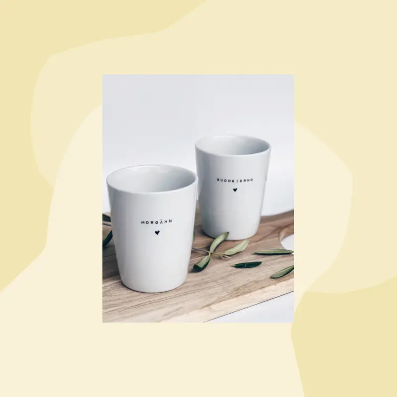 Becher mit Herz und Aufdruck
