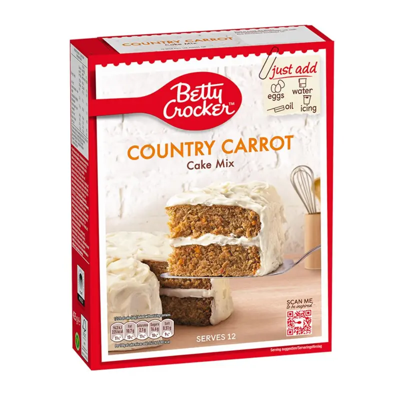 Betty Crocker Country Carrot Kuchenmischung, feuchte Vanillekuchenmischung 425g