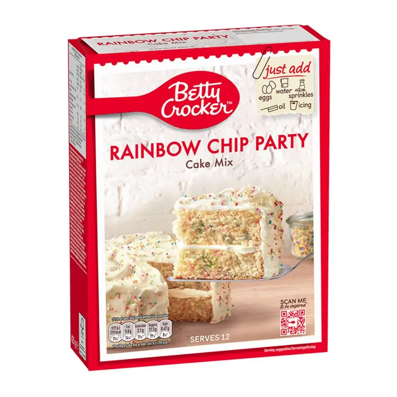 Betty Crocker Rainbow Chip Party Cake, Kuchenmischung mit bunten Streuseln 425g