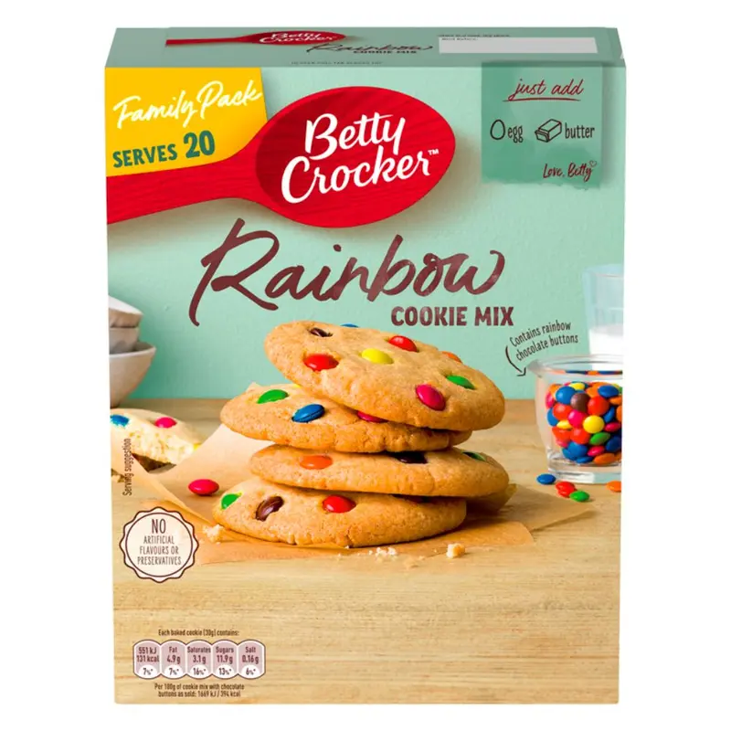 Betty Crocker Rainbow Cookie Mix, Backmischung für Kekse mit bunten Streuseln 495g