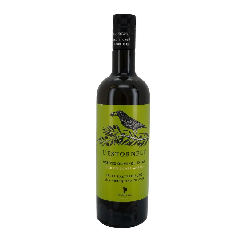 Bio-Olivenöl | L’Estornell | Arbequina, erste Kaltpressung, natives Olivenöl extra, biologischer Anbau | 750 ml
