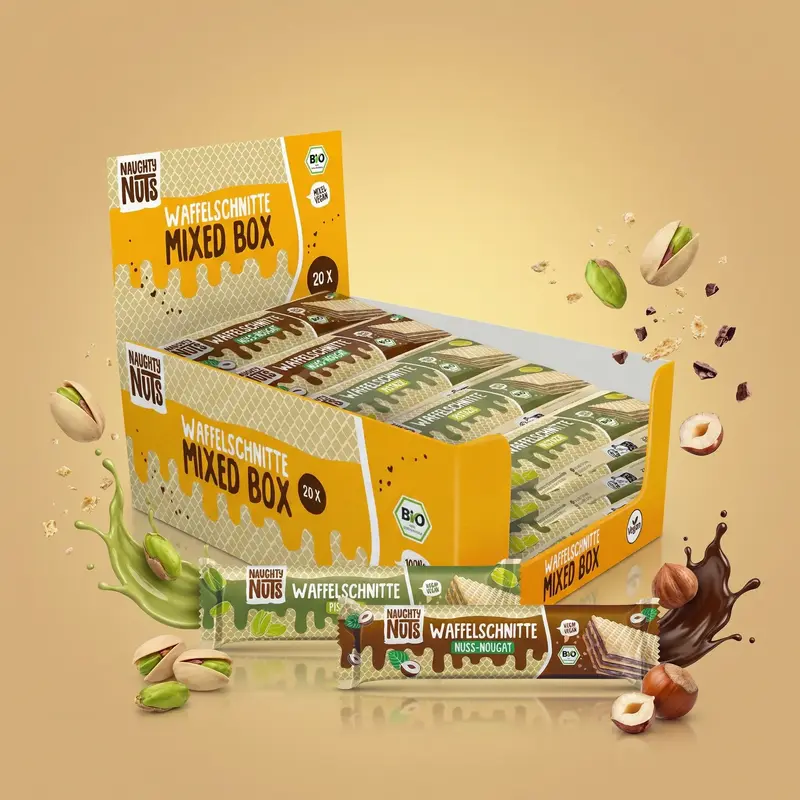 Bio Waffelschnitte Mixed Box (Nuss-Nougat & Pistazie)