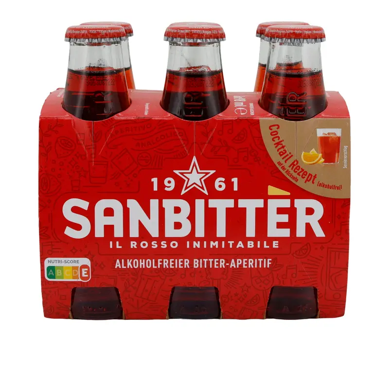 Bitter-Aperitif Sanbittèr | Alkoholfrei | Aus Italien | 6 x 100 ml