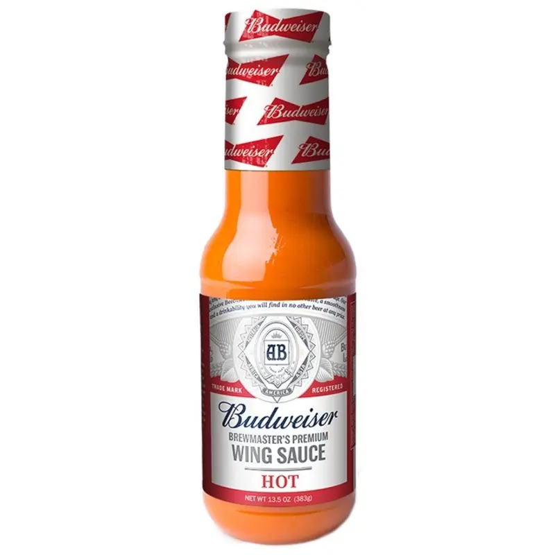 Budweiser Hot Wing Sauce, scharfe Sauce mit Hähnchenflügelgeschmack von 383g