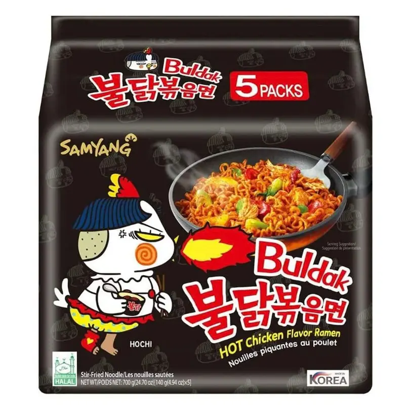 Buldak Hot Chicken Ramen, Nudeln mit scharfem Hähnchengeschmack, 700g