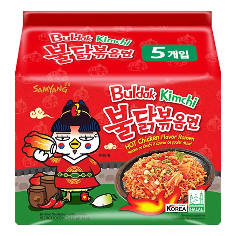 Buldak Kimchi Hot Chicken Flavor Ramen, 5 Portionen scharfe Huhn-Ramen à 675g