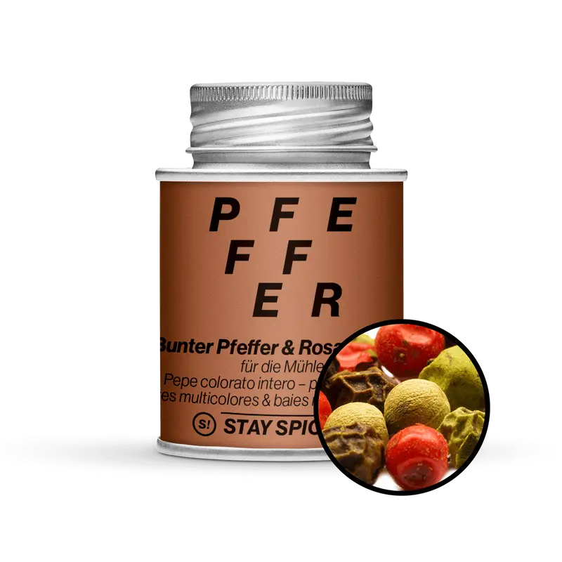 Bunter Pfeffer ganz für die Mühle mit rosa Beeren