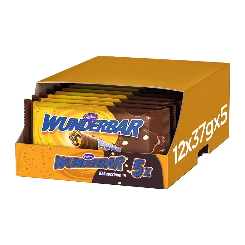 Cadbury Wunderbar Kakao-Karamell-Riegel 12 x 185g