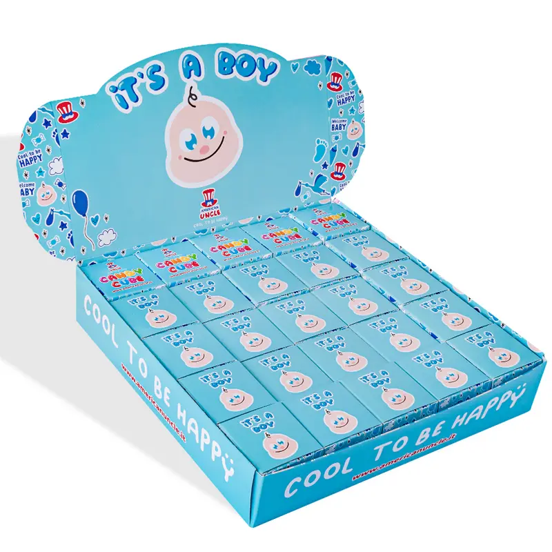 Candy Cube Kit “Es ist ein Junge”, Gummibärchenboxen zu 50g, ideal für die Babyparty oder Geburt (25, 50 oder 75 Stk.)