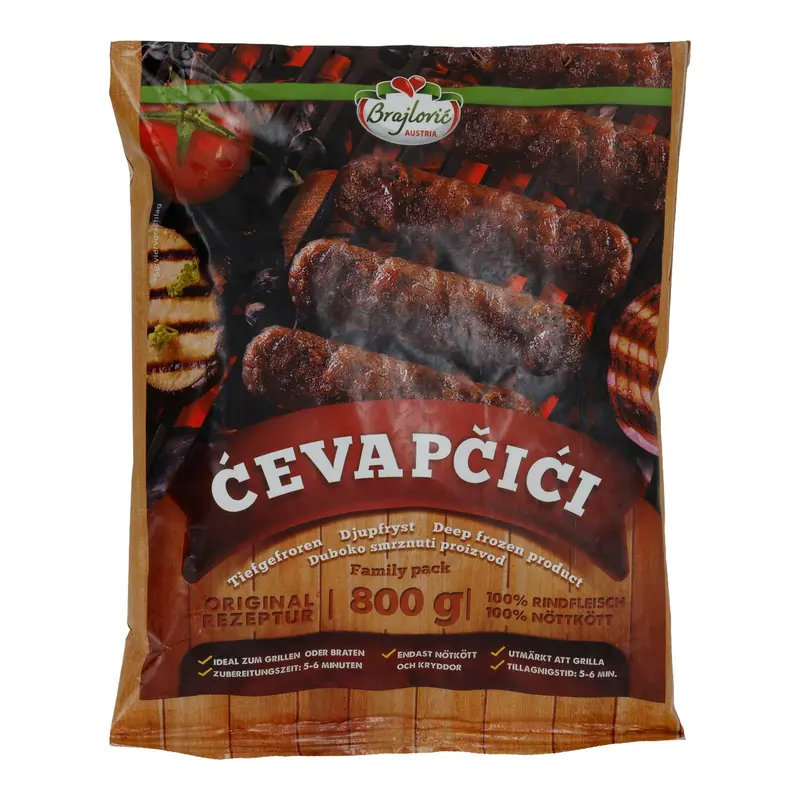 Ćevapčići Family Pack Brajlović | Halal Rindfleischröllchen | Tiefgefroren | 800 g