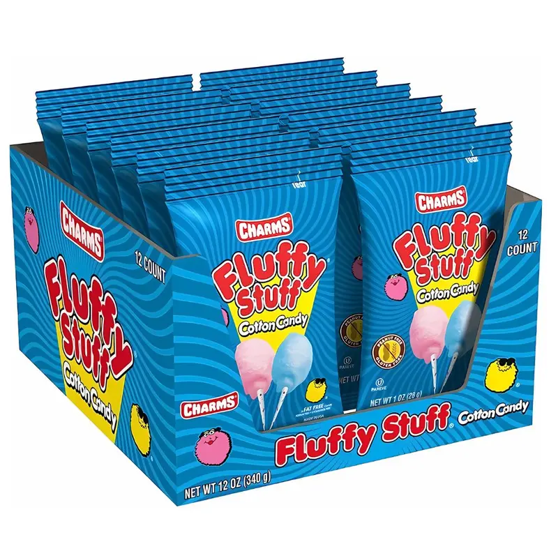 Charms Fluffy Stuff Cotton Candy, Frucht-Zuckerwatte 28g (Packung mit 12)