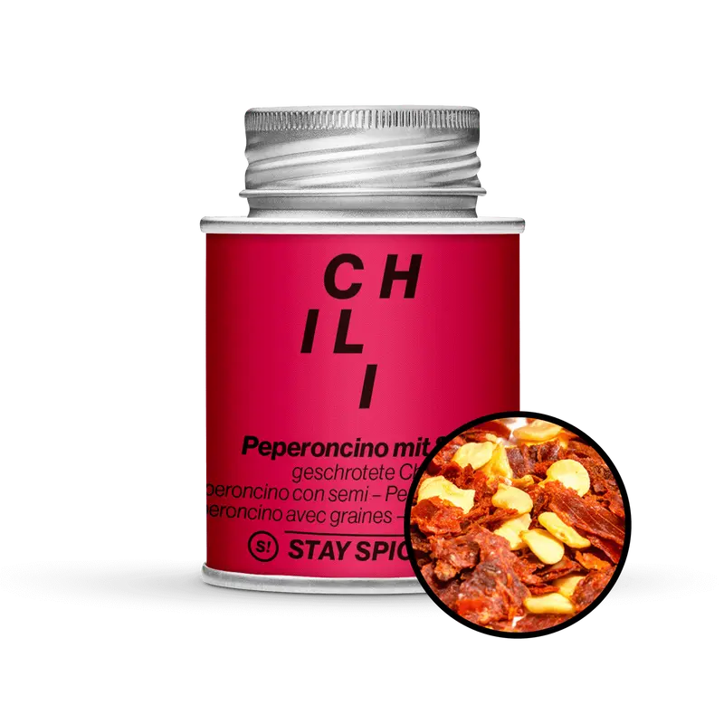 Chili / Peperoncino rot geschrotet mit Saat