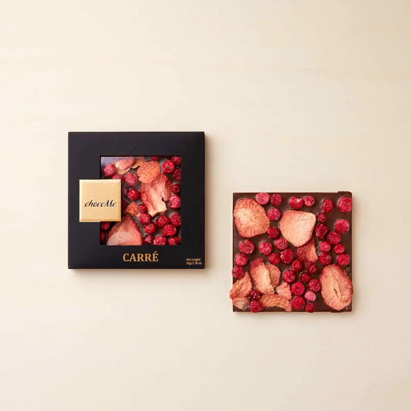Chocome Vollmilchschokolade mit Erdbeeren, 50g