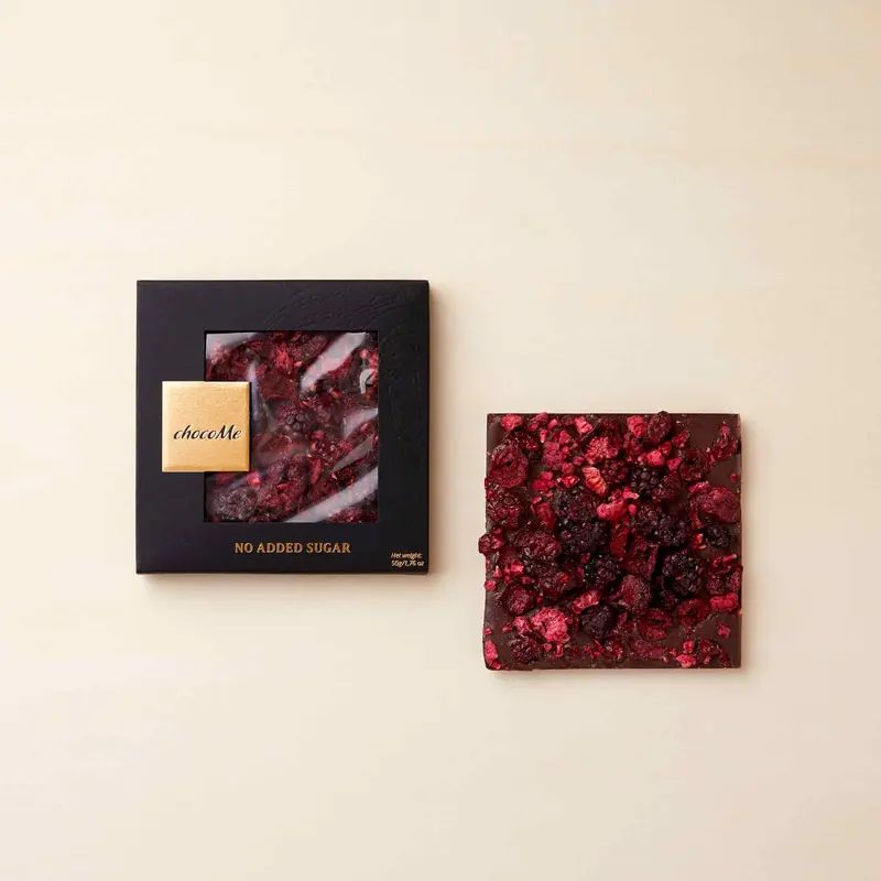Chocome Zartbitterschokolade ohne Zuckerzusatz mit Brombeeren, 50g