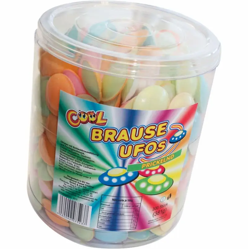 Cool Brause Ufos, 300 prickelnde Brause Ufos, Frischhaltedose wiederverschließbar (1 x 381 g)