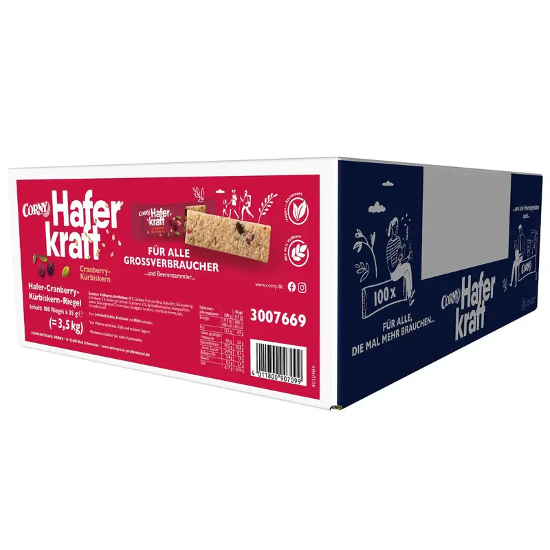 Corny Haferkraft Cranberry-Kürbiskern Haferriegel 100 x 35g