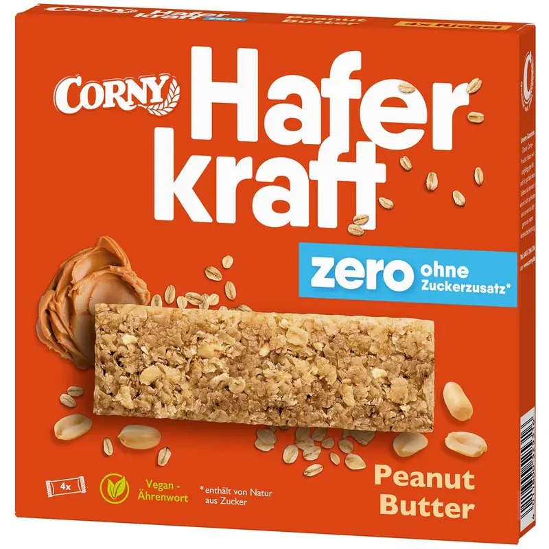 Corny Haferkraft Zero Peanut Butter Haferriegel 12 x 50g