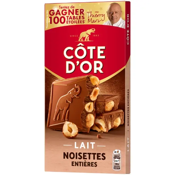 Côte d'Or Bloc Tafelschokolade Lait Noisettes Entières - 180g