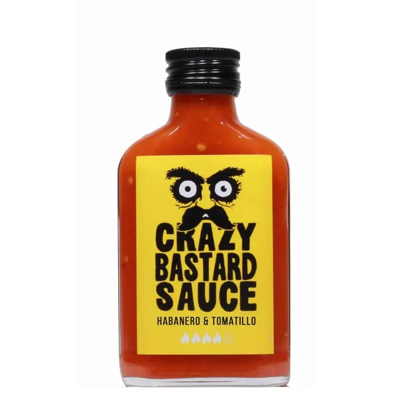 Crazy Bastard Sauce Habanero & Tomatillo, scharfe Sauce mit Habanero-Chili und Tomatillo, 100ml