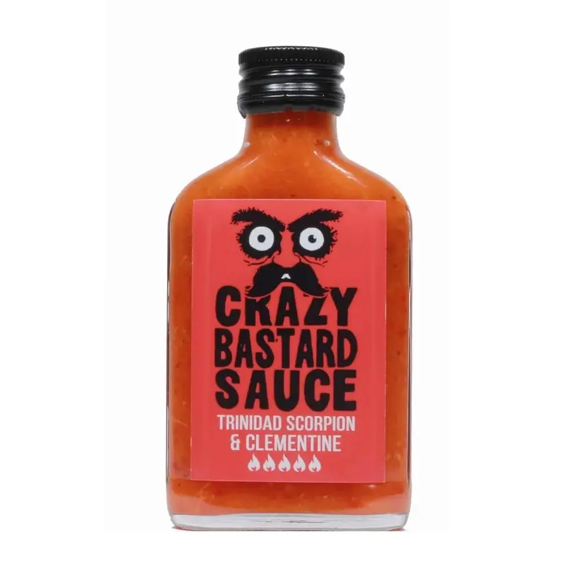 Crazy Bastard Sauce Trinidad Scorpion & Clementine, scharfe Sauce mit Trinidad Scorpion Chili und Mandarine, 100ml