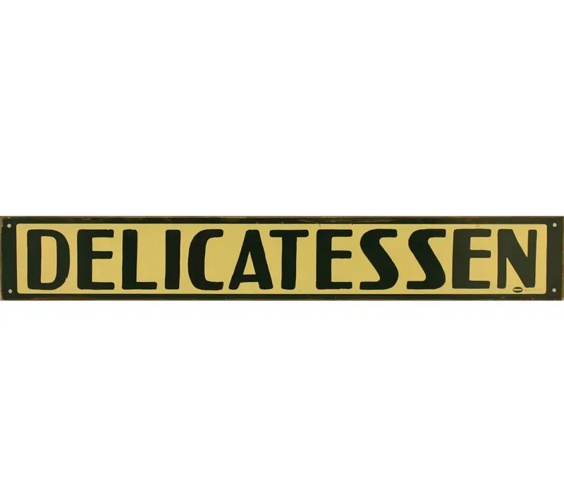 Delicatessen Metallschild aus dem Mummert-Studio