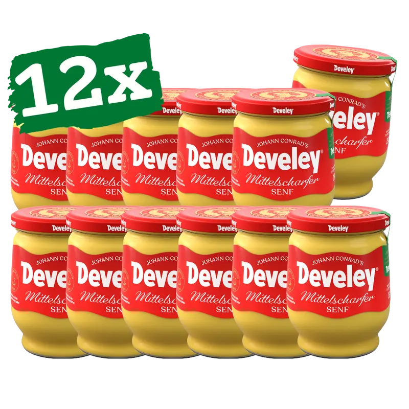Develey Senf Mittelscharf (12x 250 ml) Glas