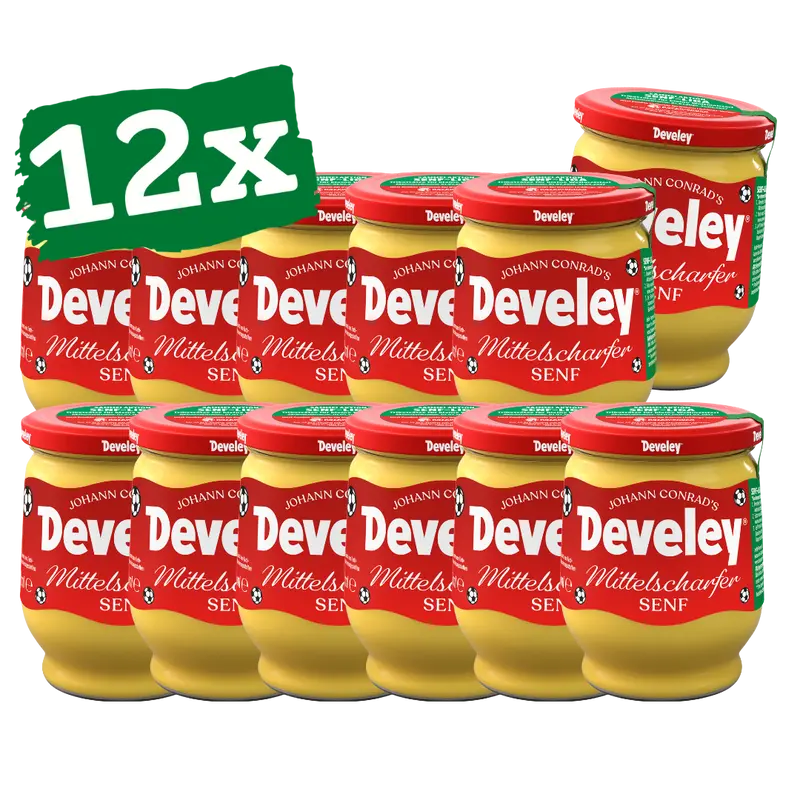 Develey Senf Mittelscharf Senf-Liga Edition (12x 250 ml) Glas