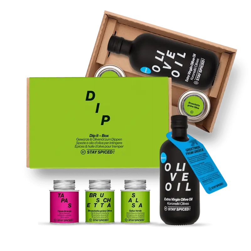 DIP IT | Gewürze Set & Olivenöl | 3 Gewürze und 1 Olivenöl in der Box